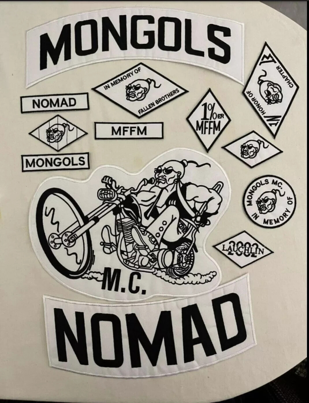 13pcs/ Set Mongols Nomad Biker Vest Embroidered 1% IN Memory