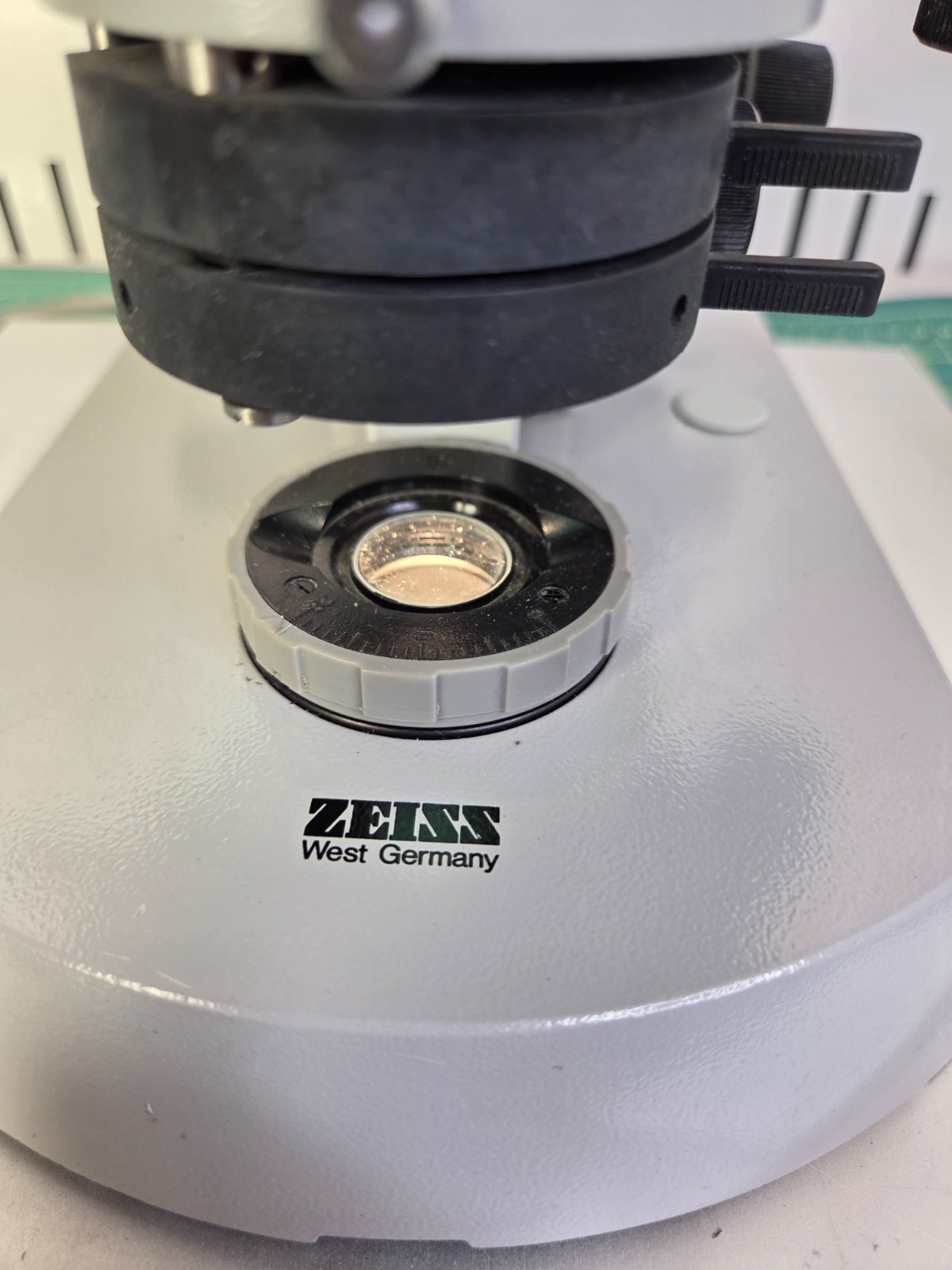 Zeiss Upright Microscope Mounted on a Metal Plate W/2 Objectives