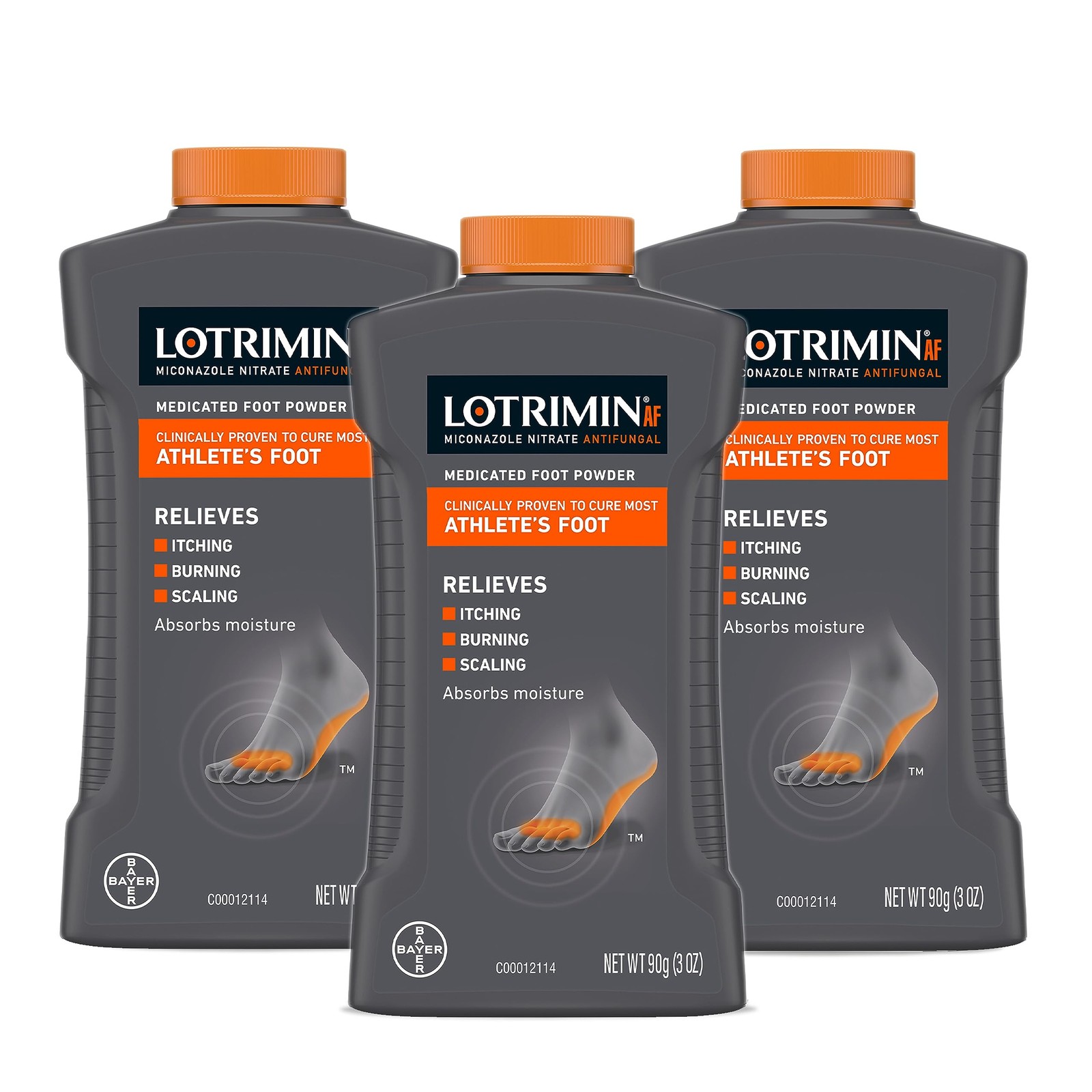 Lotrimin AF Athlete's Foot Antifungal Powder, 3 Ounce (Pack of 3), 3 Pack