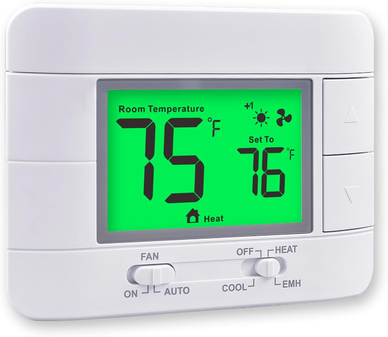 Garystat Non-Programmable Heat Pump Thermostat for House 2 Heat/1 Cool, with Tem