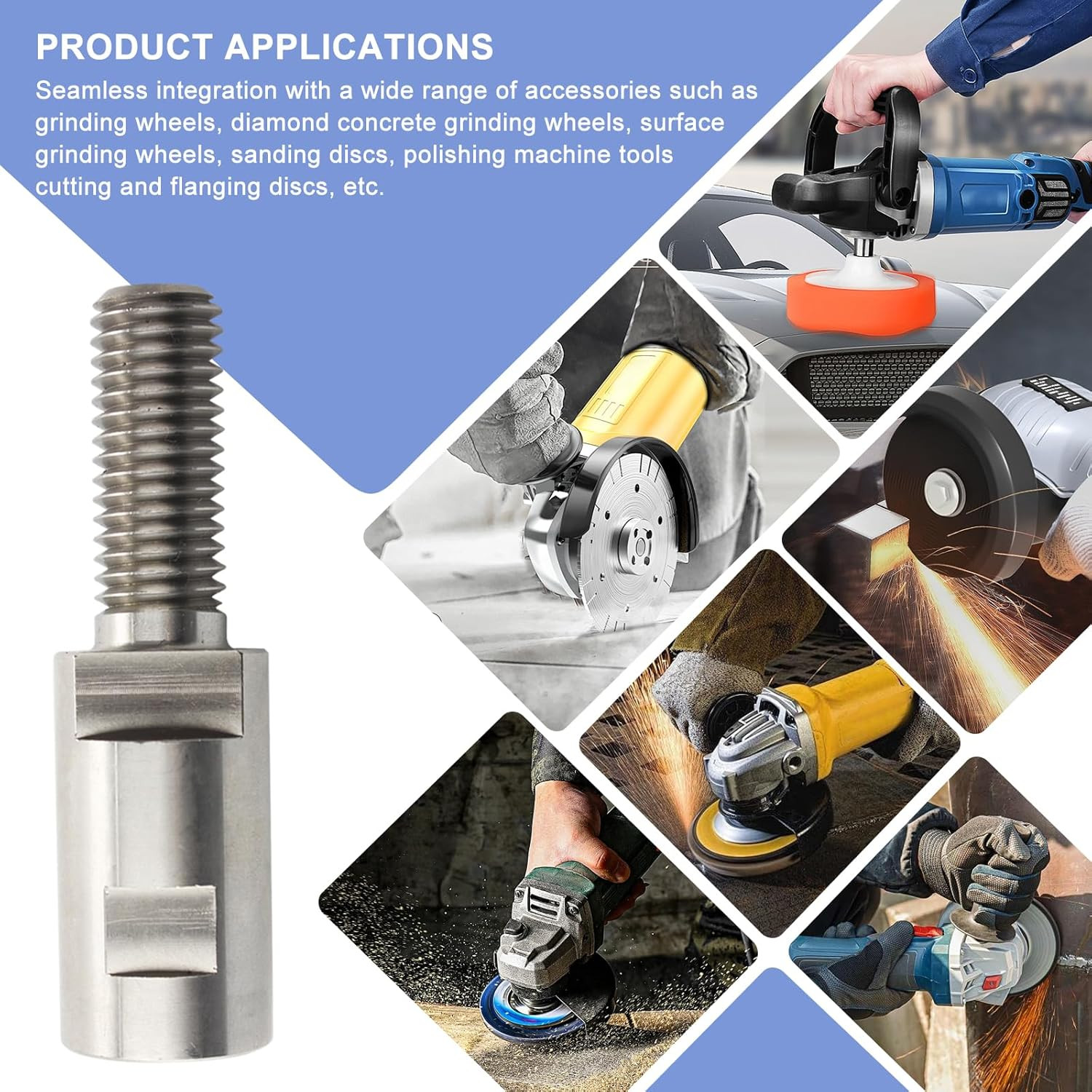 3-1/2" Stainless Angle Grinder Arbor Extension,1-1/2" Thread Length,For Angle Gr