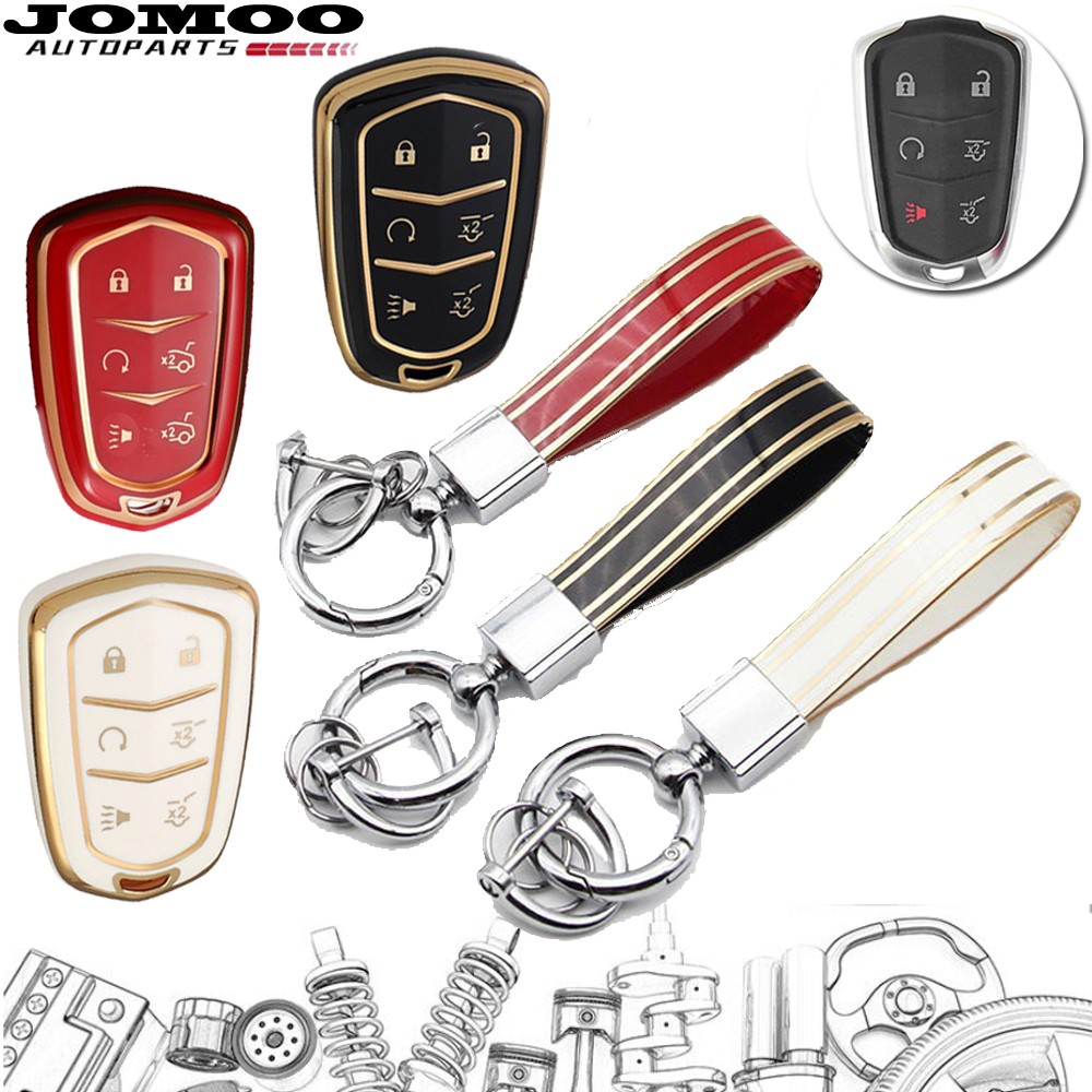 For 2015-2020 Cadillac Escalade /ESV TPU Car Key Fob Case Cover Shell Keychain
