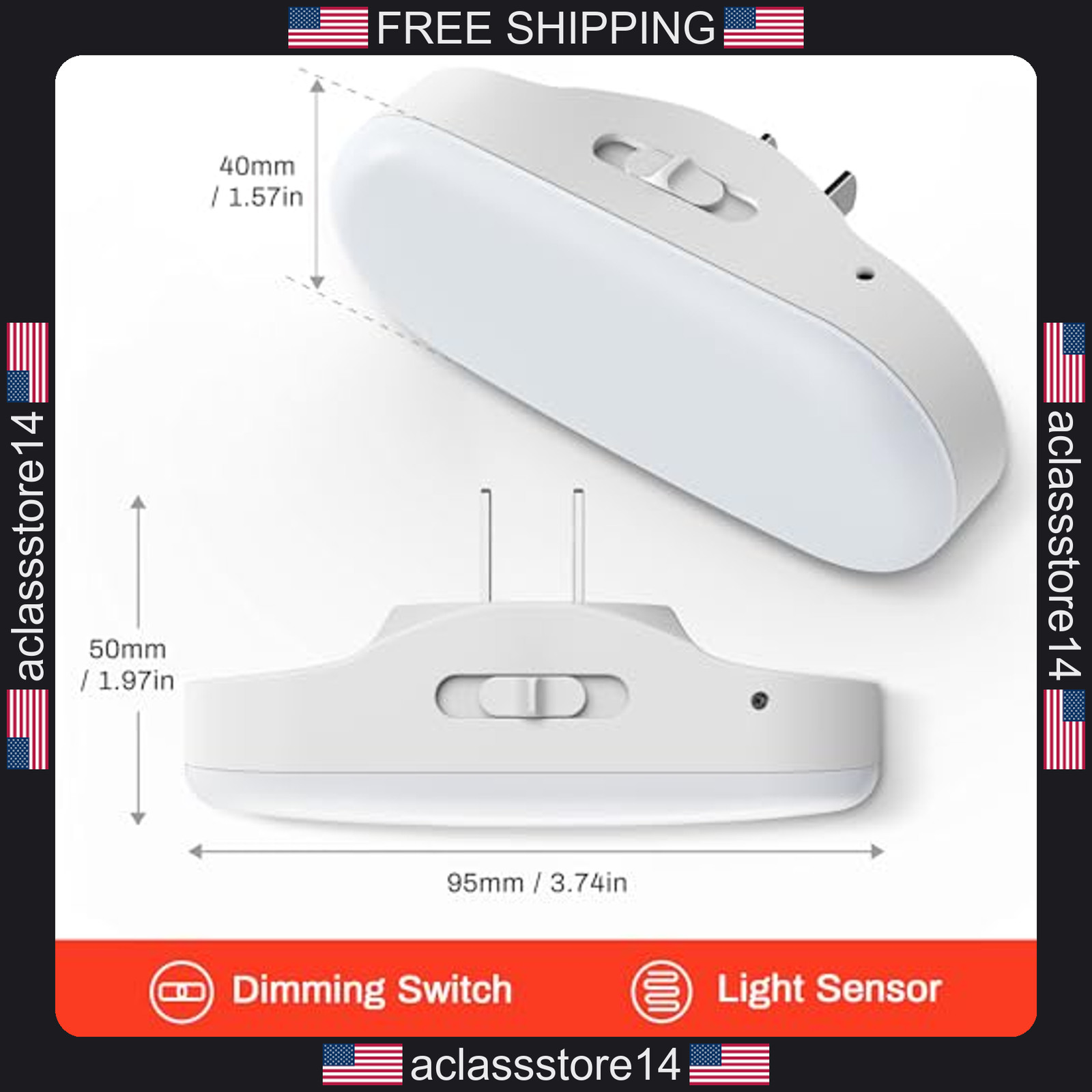 Doreshop Red Night Light 2 Pack, Auto On/Off, Dimmable Plug-In Wall Lights