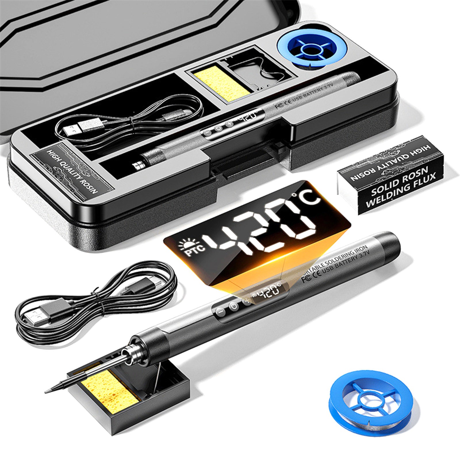 USB Soldering Iron W/LED Digital Display Portable Welding Tool Plug-and-play