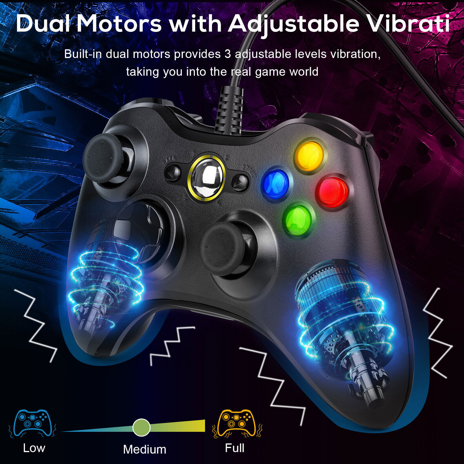 USB Wired Controller For Microsoft Xbox 360/Slim/E Gamepad PC Windows 11/10/8/7