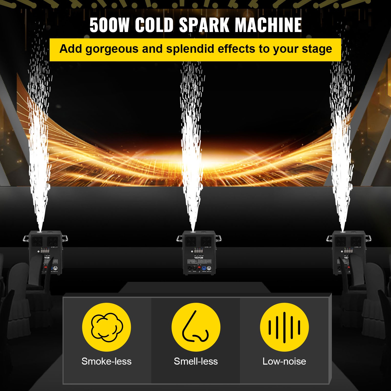 Uimoso 4pcs Cold Spark Machine DMX Stage Effect Machine 3-16ft Wedding DJ Events
