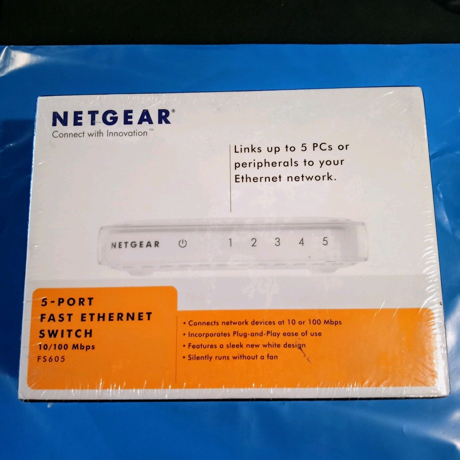 NEW FACTORY SEALED NETGEAR 5-PORT 10/100 FAST Ethernet Switch ROUTER Sleek White