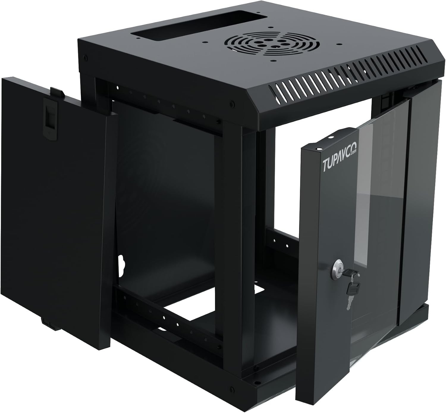 10 inch Mini Network Rack Cabinet - 6U Vented w/Glass Door - 9 in Depth - Server