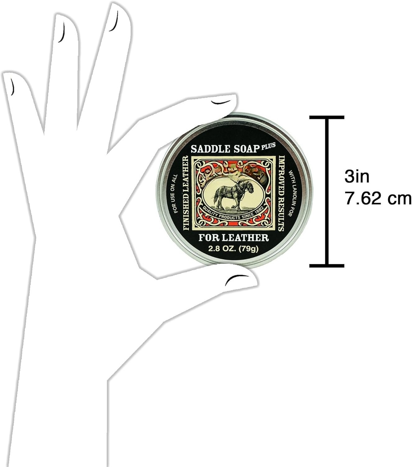 Saddle Soap Plus - 2.8oz - Leather Cleaner & Conditioner With Lanolin - Restorer