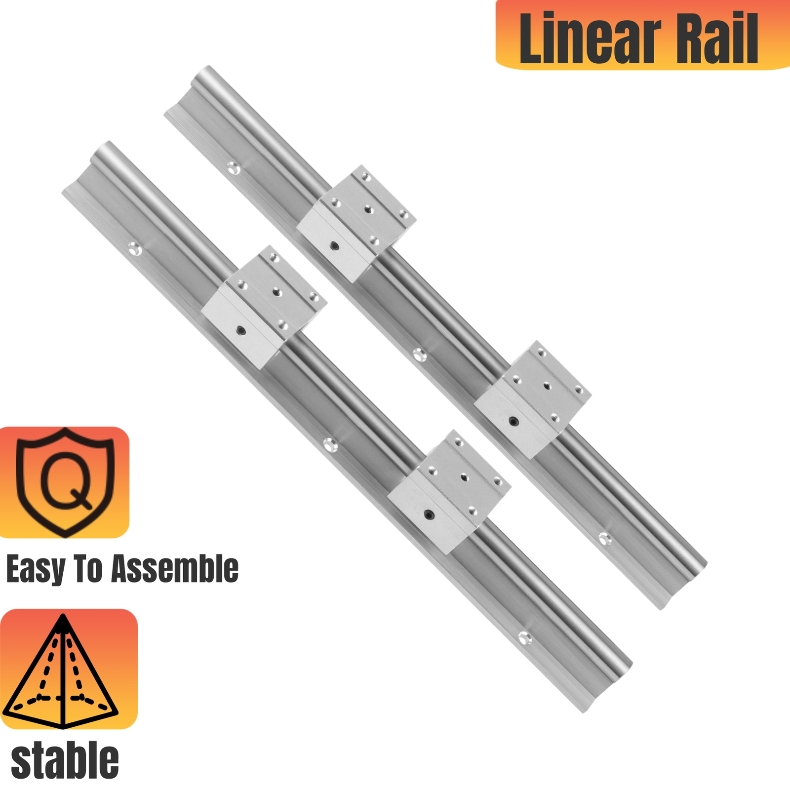 CNCYEAH 2xSBR20 LinearRail Guide Shaft Rod 200-2200mm+4xSBR20UU Bearing Block US