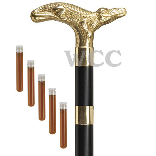 Alligator Brandy Flask Smugglers Walking Cane - BF19