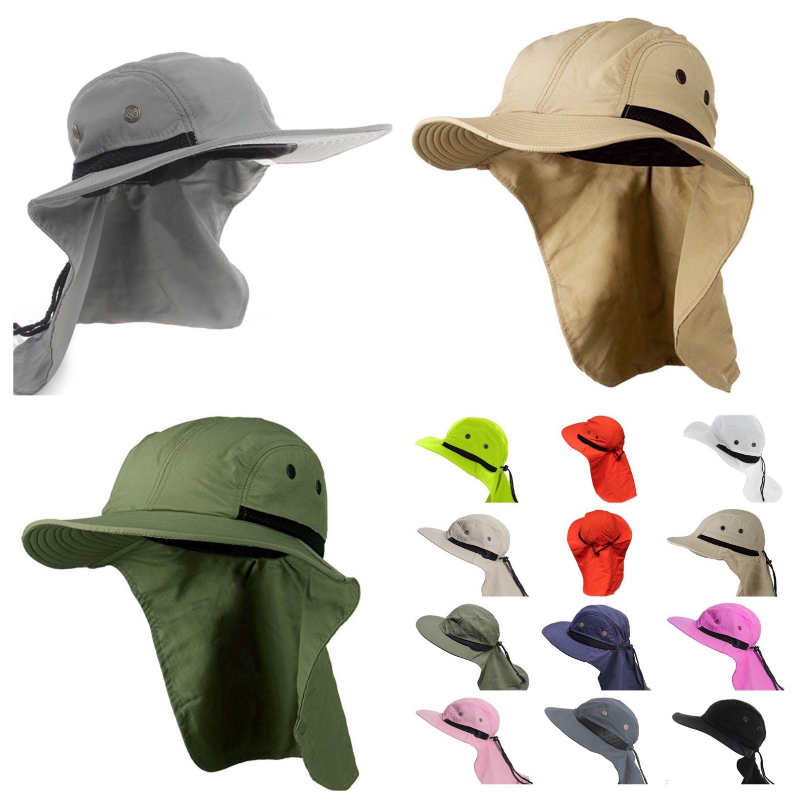 Shade Wide Brim Bonnie Snap Neck Cover Hat Fishing Hiking Garden Outdoor Roofing