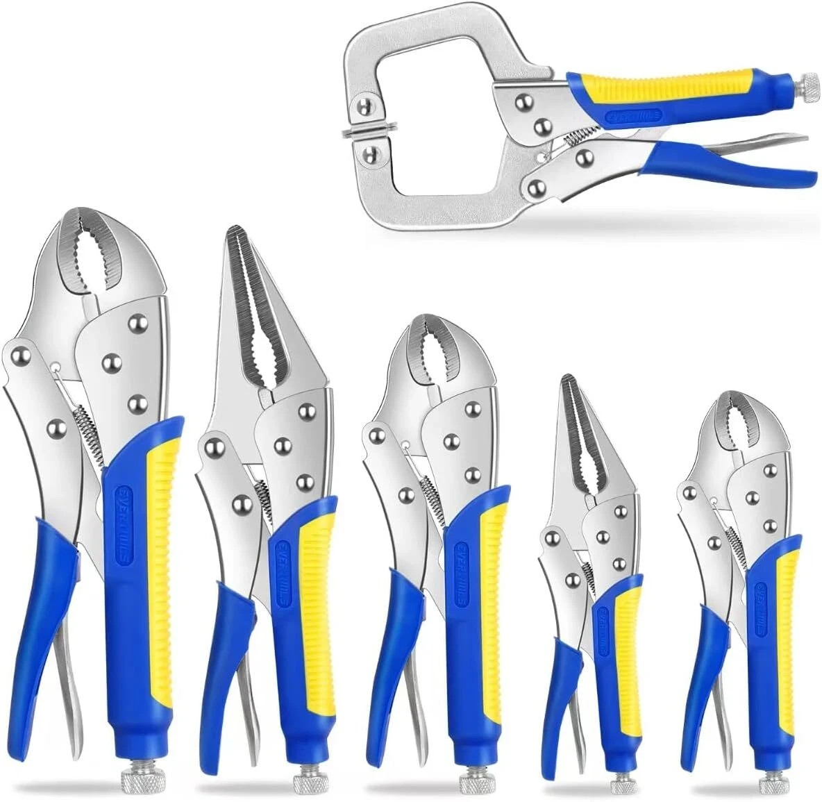 6-Piece Locking Pliers, Heavy Duty Vice Grips Set, 5", 7" & 10" Curved Jaw & ...