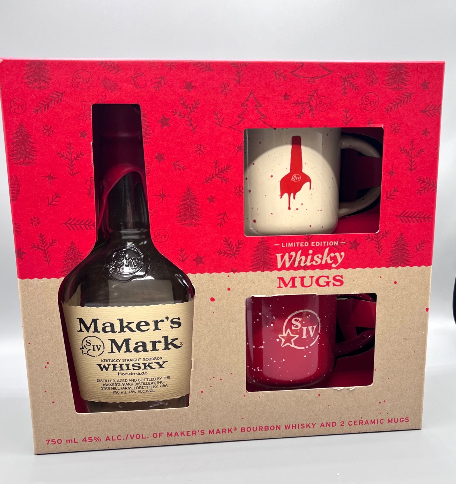 NEW Maker’s Mark Bourbon Limited Edition Whisky Mugs Set of 2 Ceramic Mugs w/Box