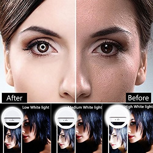 Selfie Ring Light, Rechargeable Portable Clip-on Selfie Fill Light with White