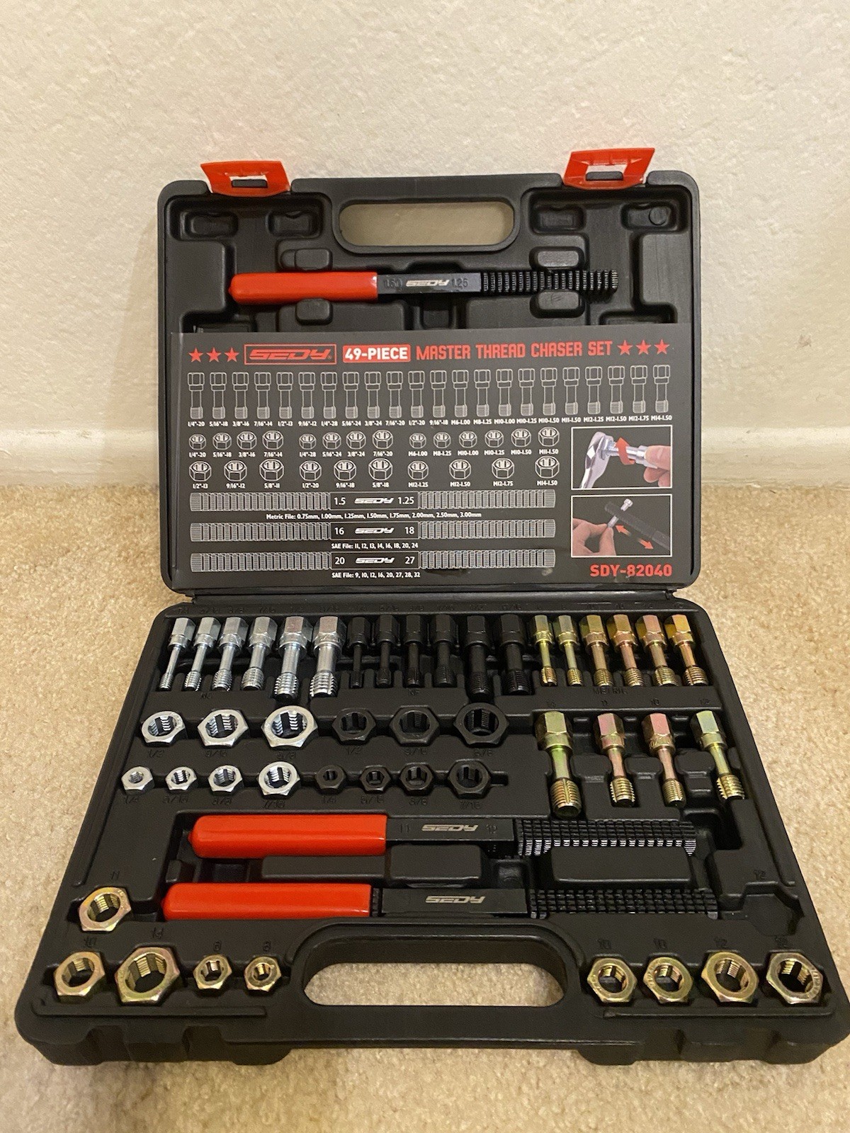 Sedy 49Pc Thread Chaser Set SAE Metric SDY 82040 Thread Repair Kit