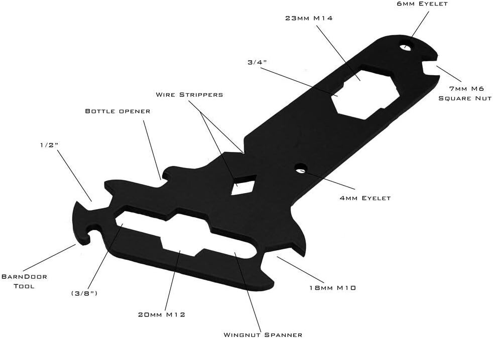DTY-MULTITOOL Black Multitool With 14-In-1 Separate, Including Wing Nut Spanner