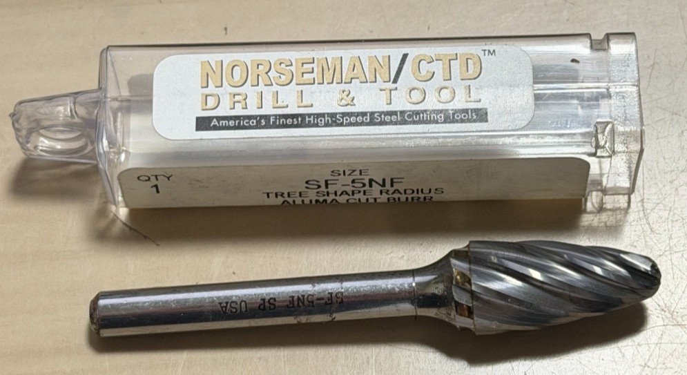 SF-5NF Aluminum Tree Shape 1/2" Carbide Burr Bur Tool Die Grinder  1/4" USA