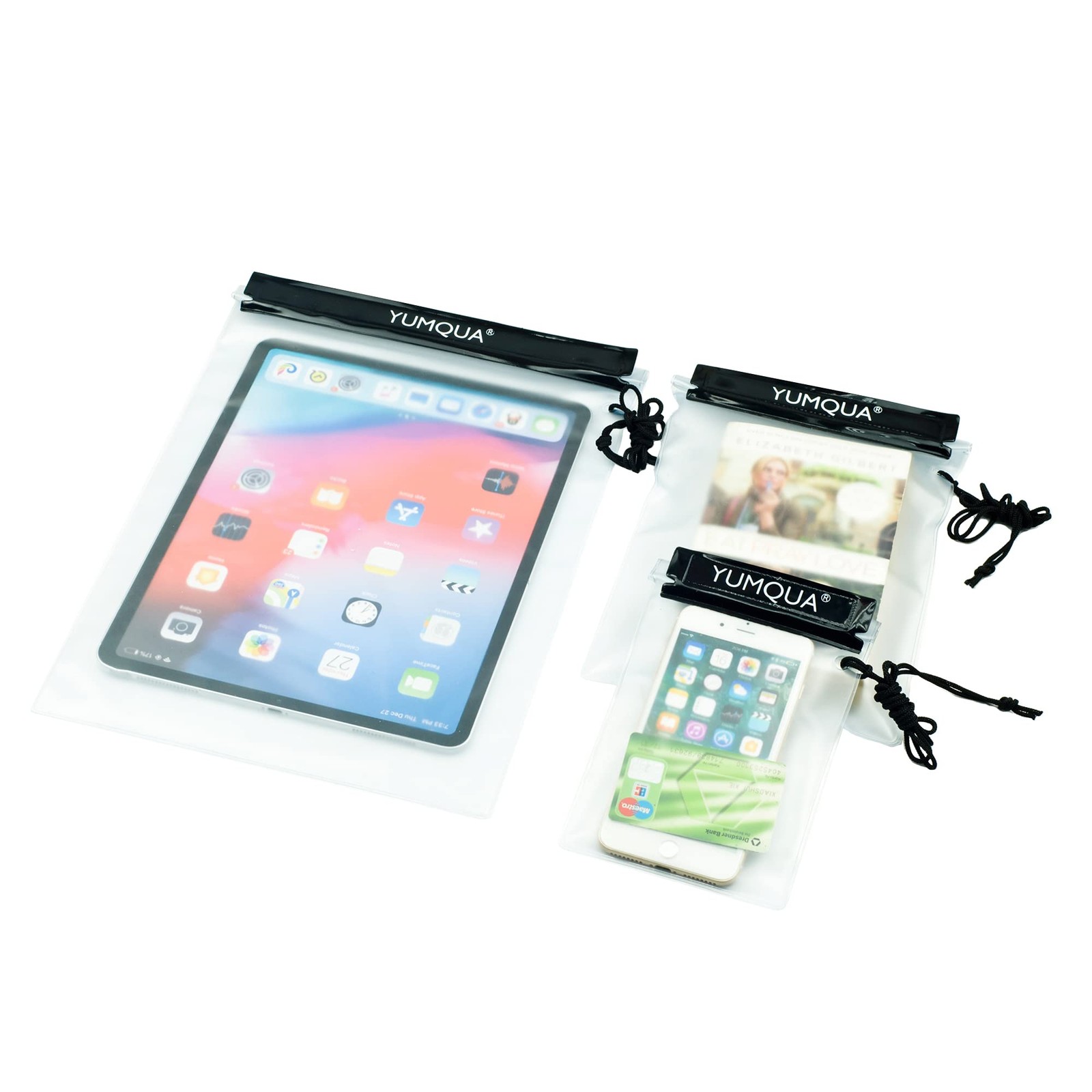YUMQUA Clear Waterproof Bags, Water Tight Cases Pouch Dry Bags for Black