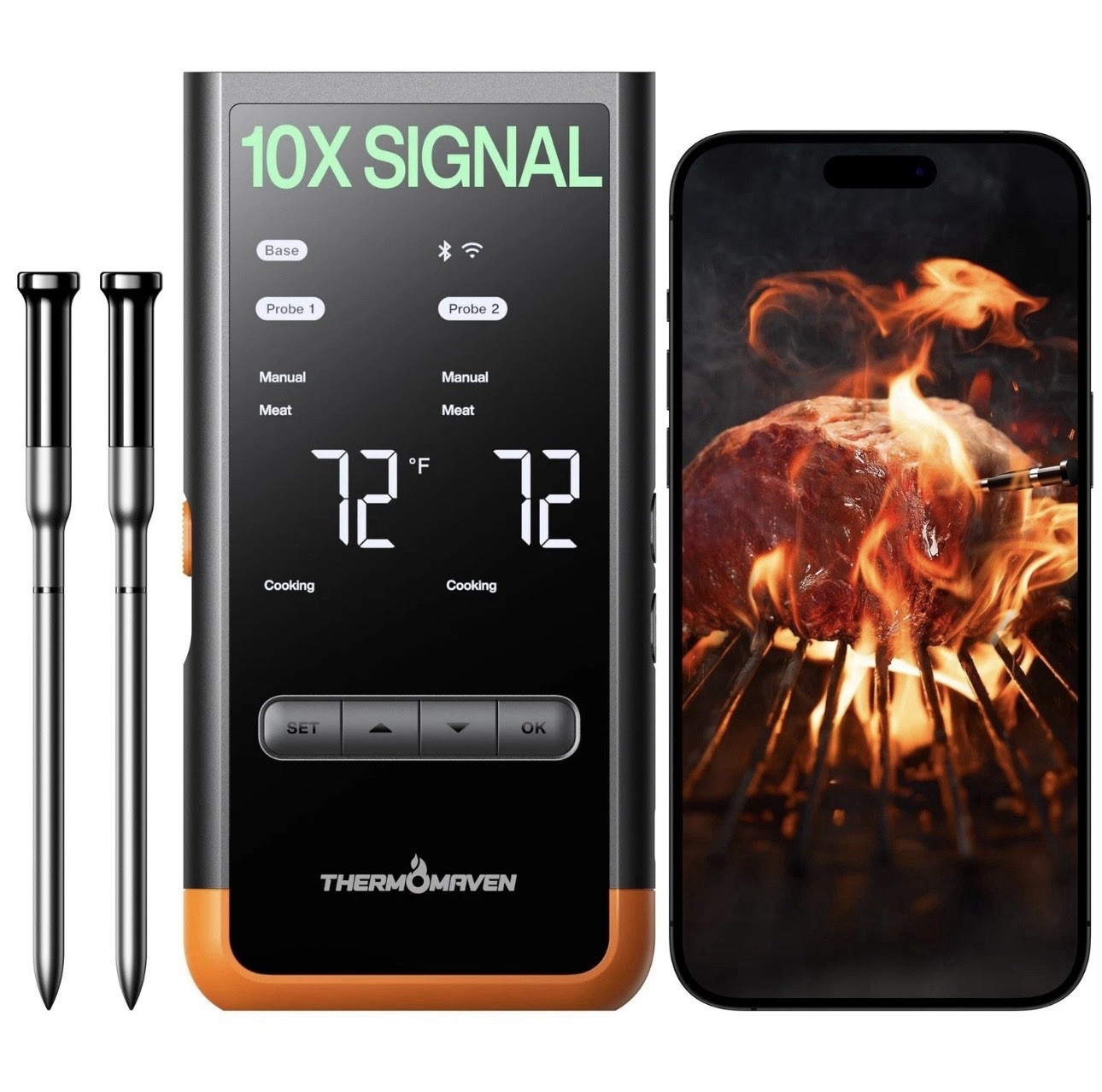 THERMOMAVEN G2 Wireless Thermometer - 2 Probe Set Standalone Base & WiFi WT07 ✅