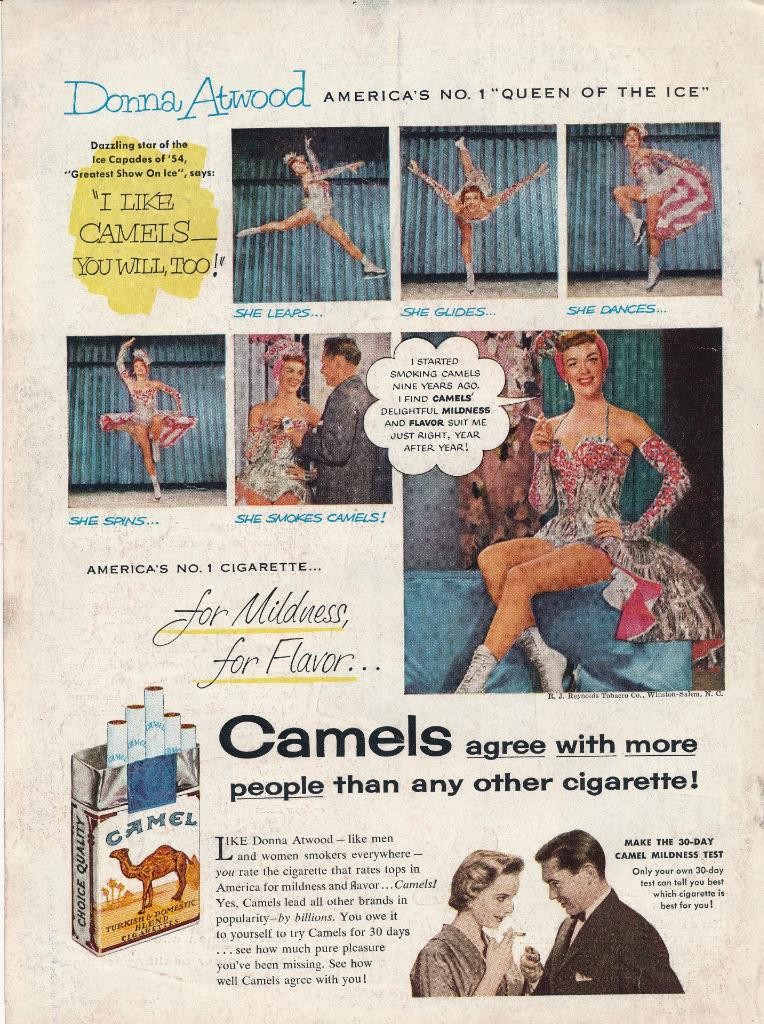 Magazine Ad - 1954 - Camel Cigarettes - Donna Atwood - Ice Capades