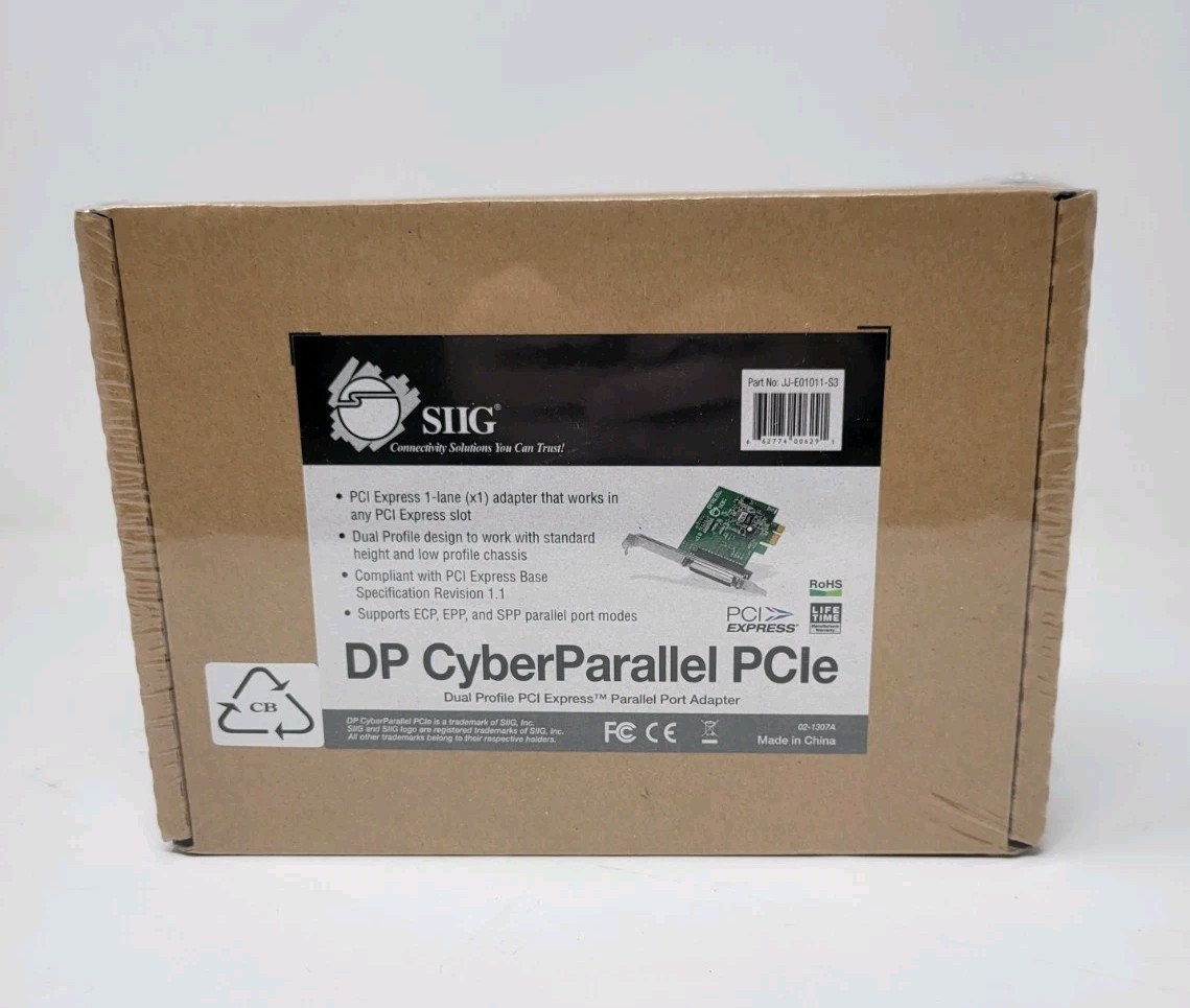 SIIG JJ-E01011-S3  DP CyberParallel PCIe Dual Profile Parallel Port Adapter