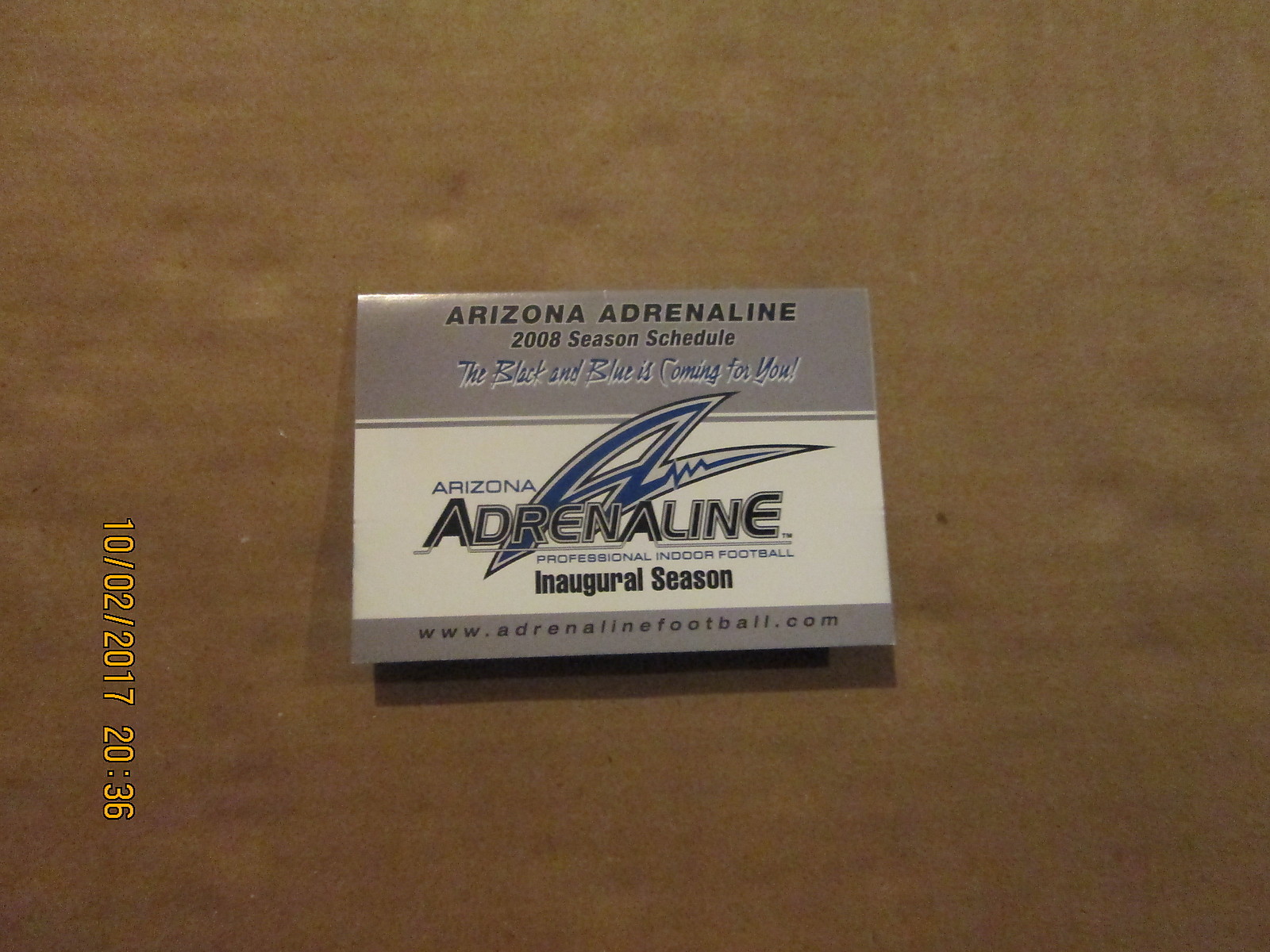 Arizona Adrenaline Inaugural Season Circa 2008 Indoor Football Pocket Schedule