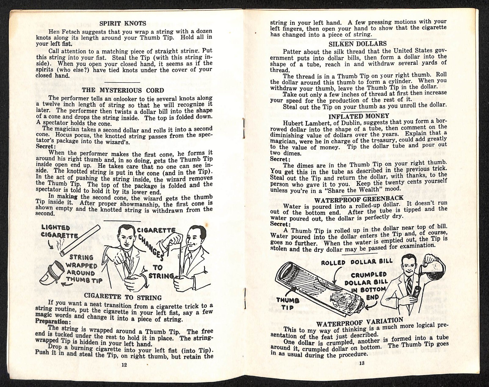 "50 Tricks with a Thumb Tip" Milbourne Christopher Magic Booklet 24pp c1948