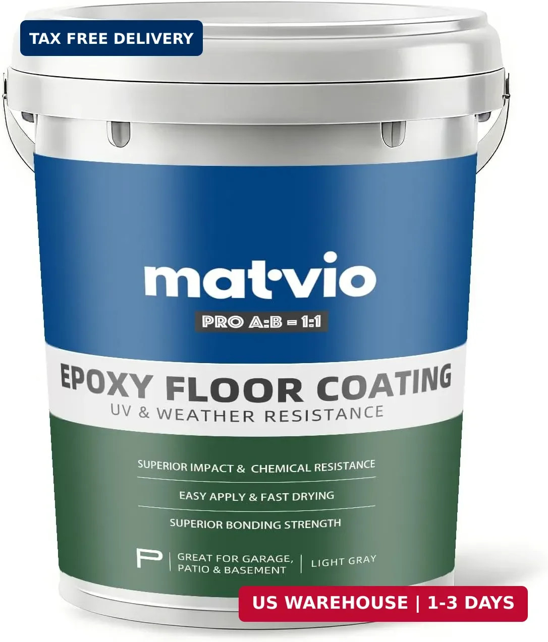 Two-Part Epoxy Floor Coating | 0.53 Gal | 1:1 Mix Ratio | Low VOC, Garage & Base