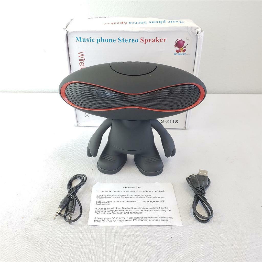 = BT Music Brand S-311S Music Black Stereo Wireless Speakerbox Cartoon Man