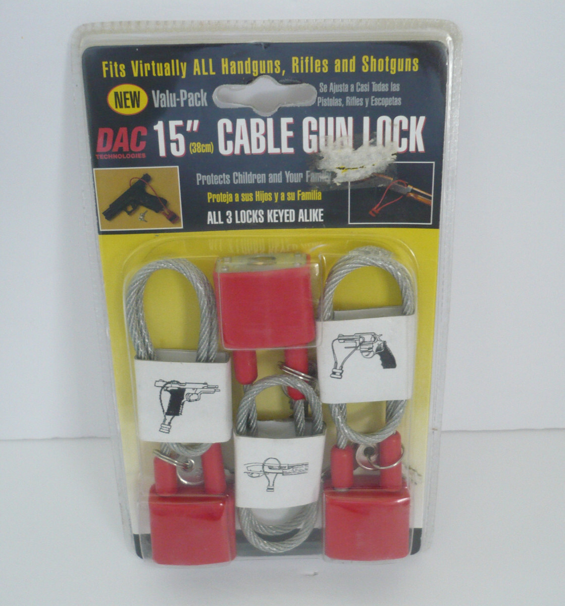 DAC 15" Cable Gun Locks Sealed Pkg of 3 Model No. CL-103