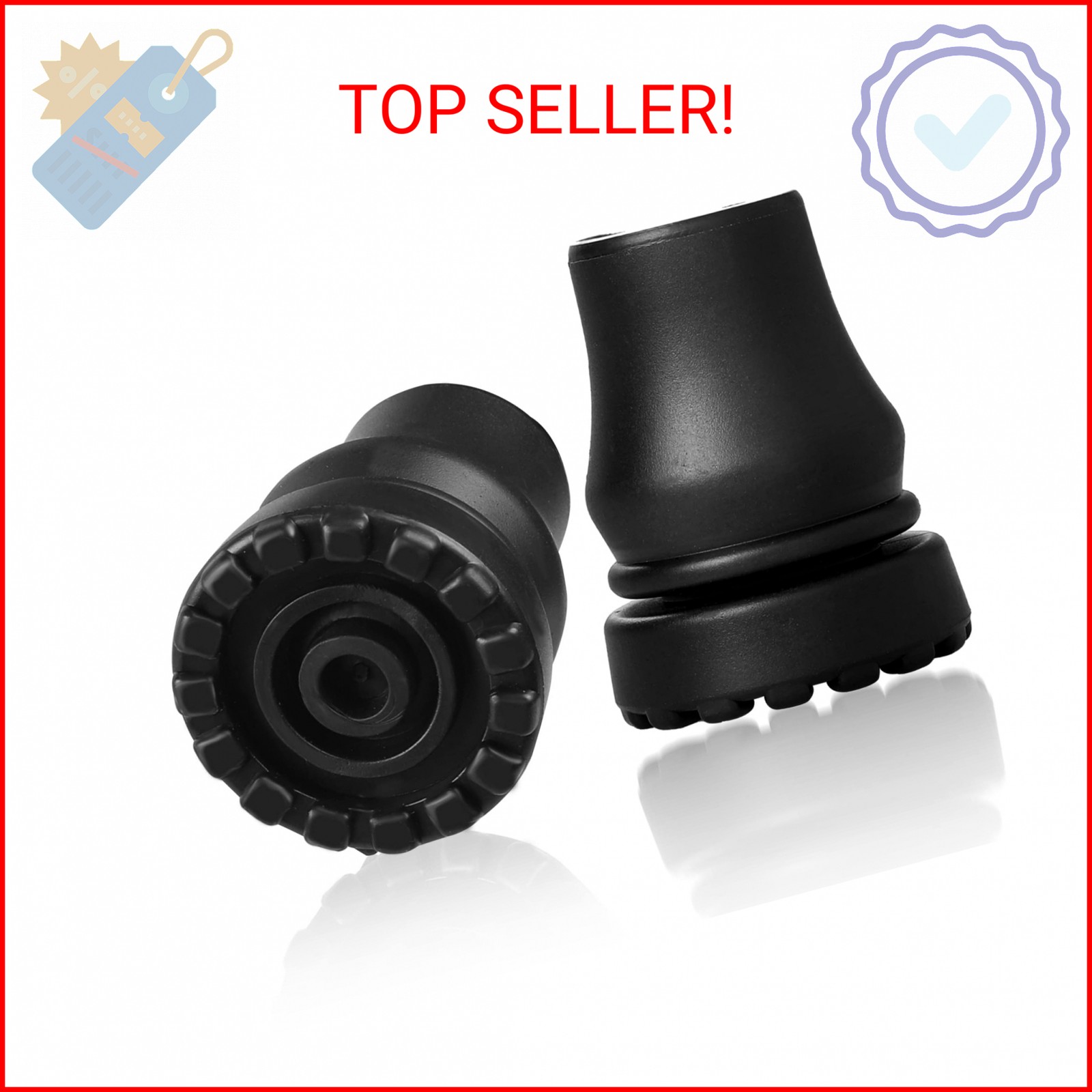Cane Tips 5/8 inch Heavy Duty, 2 Pack Walking Cane Tips Rubber Cane Tip Replacem