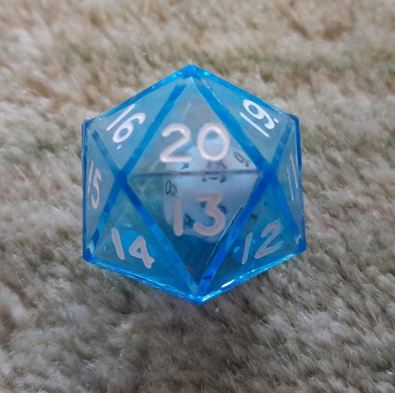 Dungeons and Dragons Pathfinder RPG Roleplaying Double D20 Advantage Dice Blue