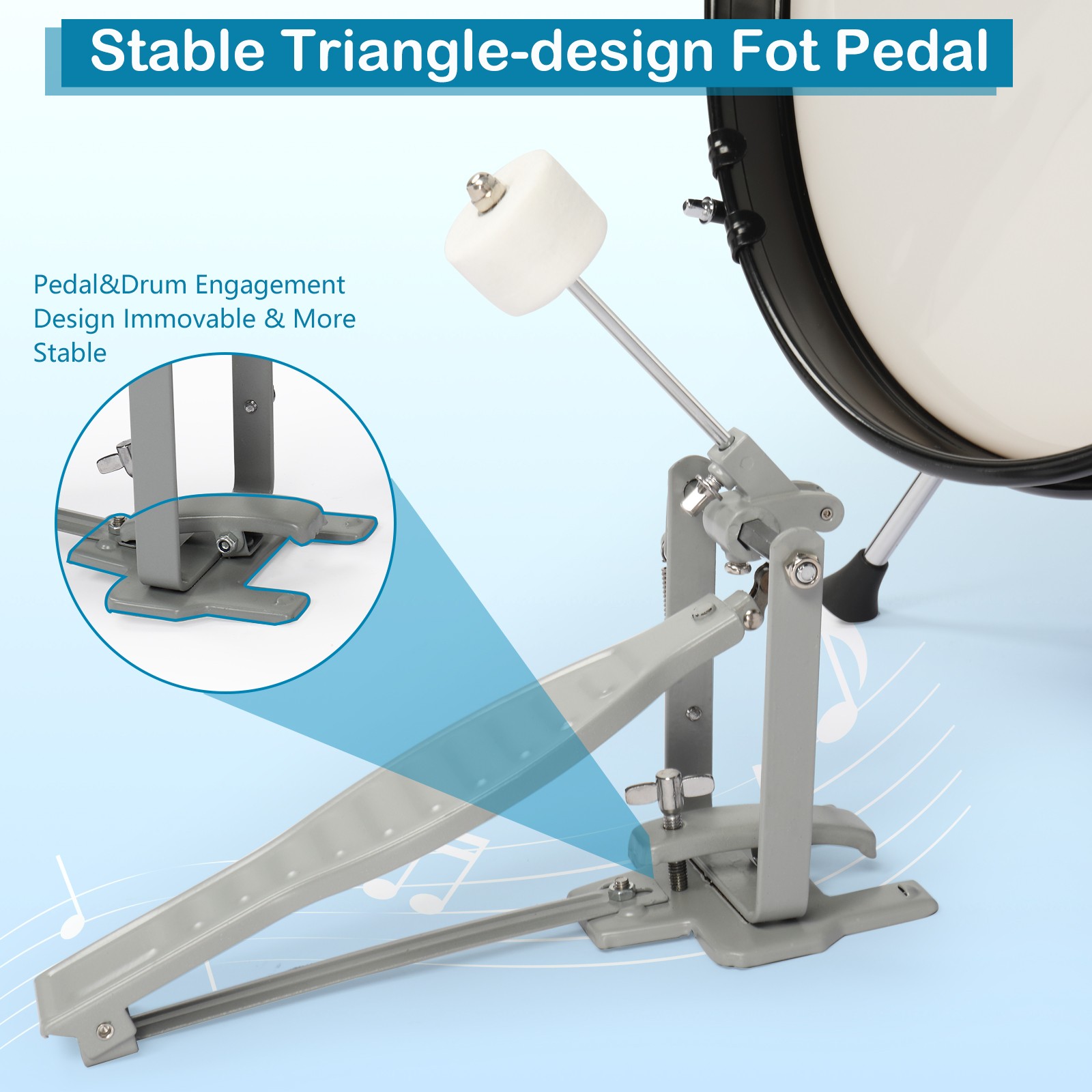 5-Piece for Beginners,16"Full Size Complete Junior Drum Kit /w Adjustable Throne