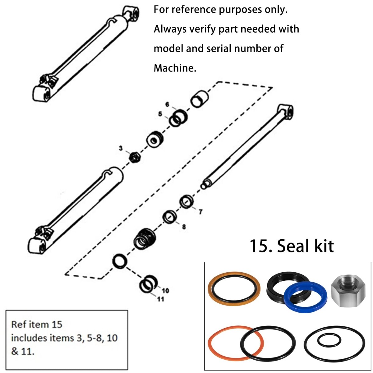 6803329 for Bobcat 444 500 540 642 643 741 7137769 Hydraulic Cylinder Seal Kit