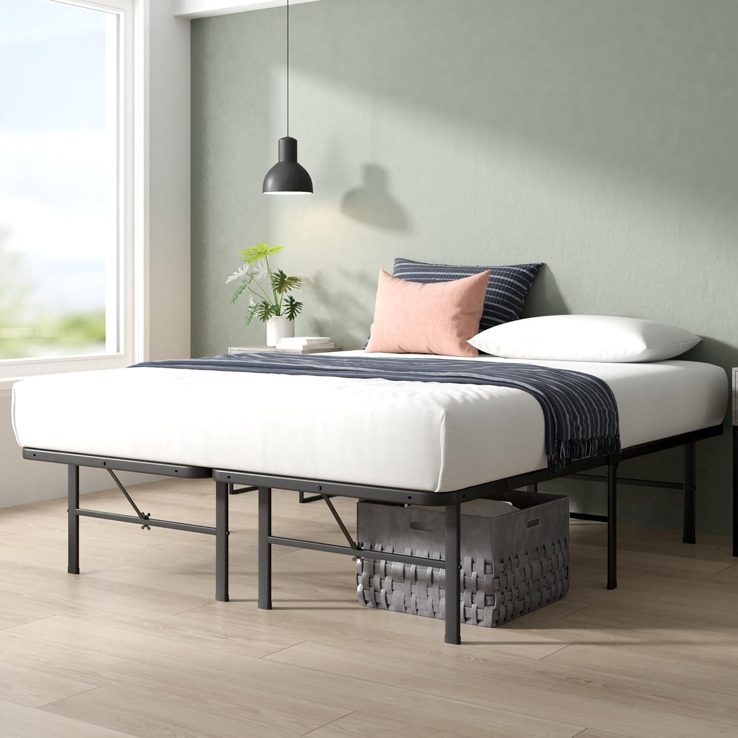 Rumi 14in Queen Metal Bed Frame Quick Assembly SmartBase® Mattress Foundation