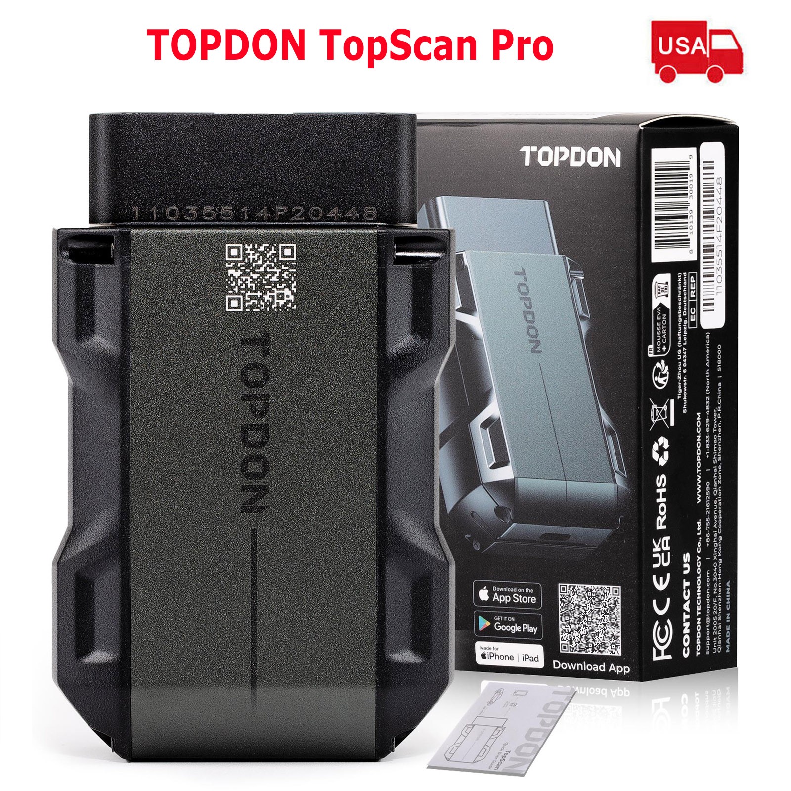 TOPDON TopScan PRO Mid-level Diagnostic Tool Injector Coding Tire Pressure Reset