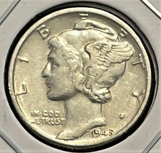 1945 D Mercury Dime  90% Silver XF Extra Fine to AU