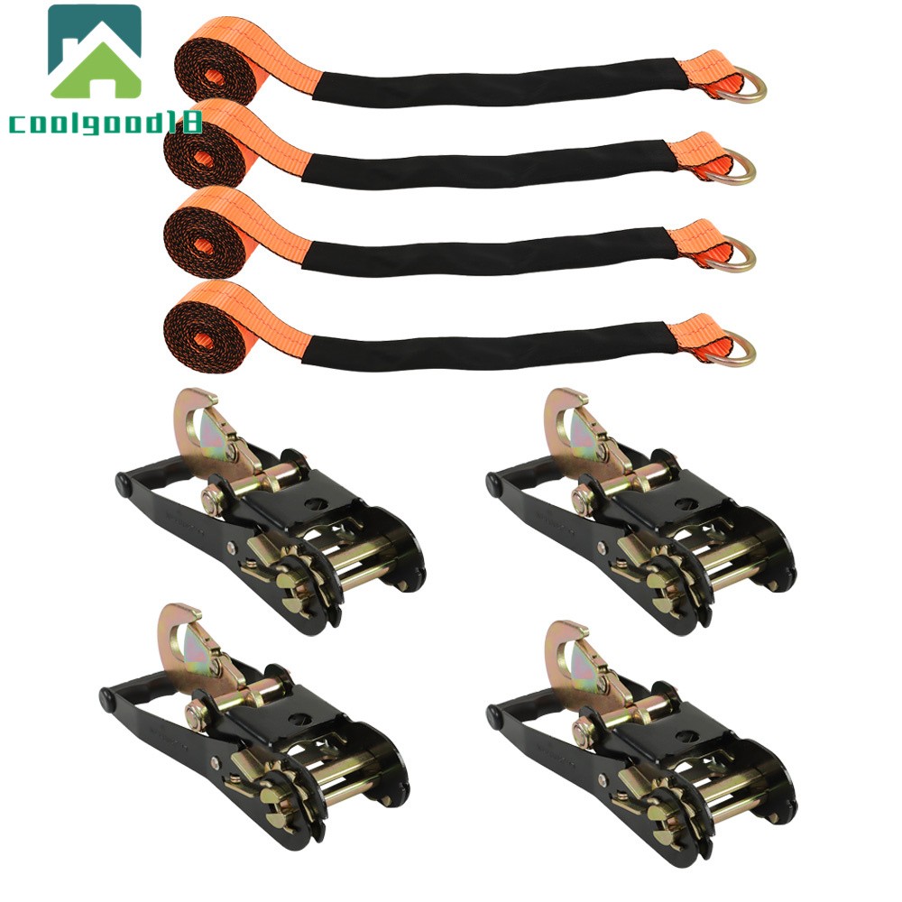 Car Tie Down with Snap Hooks Lasso Style 2 Inch x 96 Inch 4 Pack 3300 Pound