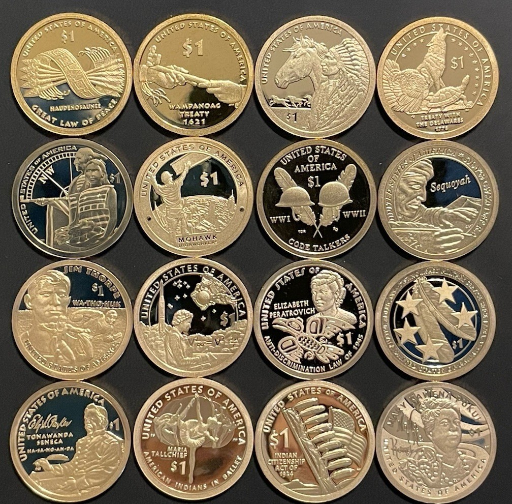2010-2025 S Native American Sacagawea Proof Dollar Run Gem Cameo US 16 Coin Set