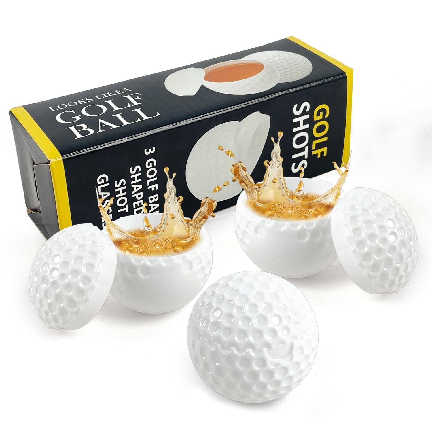 3pcs Golf Shots Golf Ball Shaped Shot Glass Plastic Golf Shot Glasses with Li...