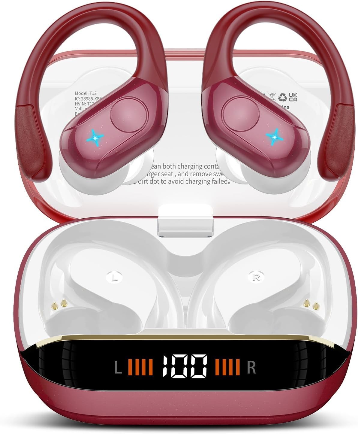 Wireless Earbuds Bluetooth 5.4 Headphones 75H Stereo Deep Bass Sports Over Ea...