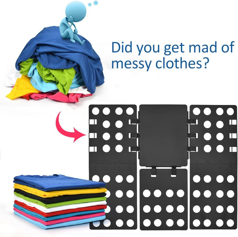 Shirt Folder Laundry Room Adjustable Plastic All Clothes Folding Board Black