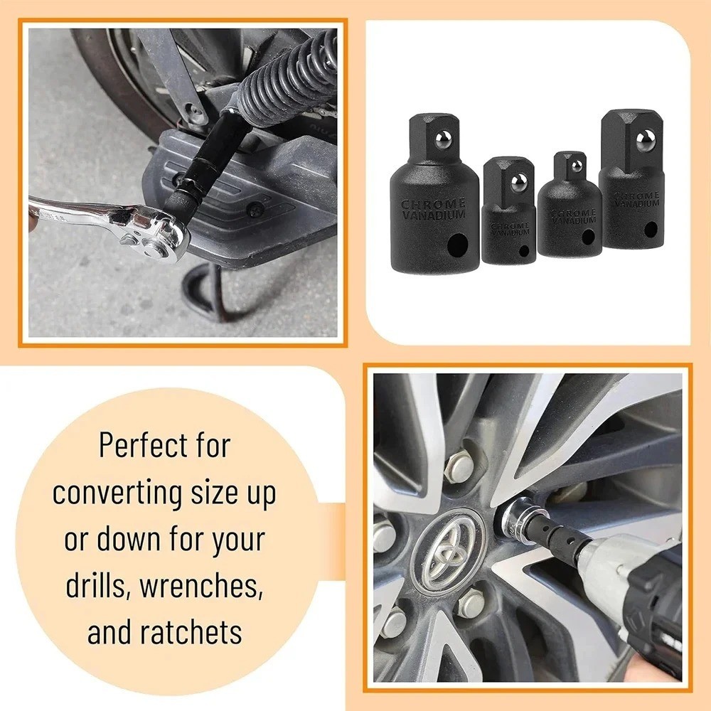 4PC IMPACT SOCKET ADAPTOR CONVERTER REDUCER 1/2 3/8 1/4 INCH DRIVE STEP UP DOWN