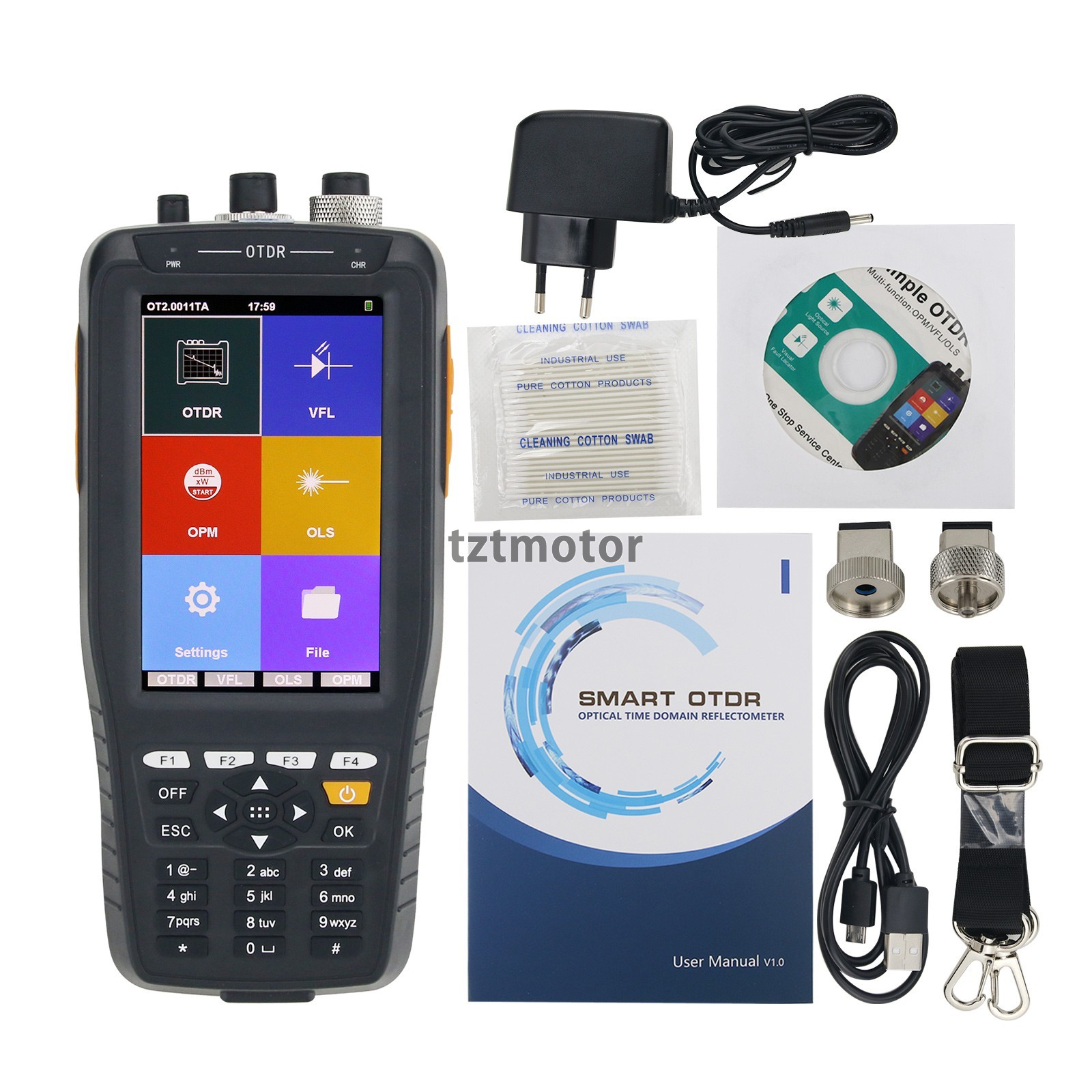 4" TM290 60KM Optical Time Domain Reflectometer OTDR VFL OPM OLS Red Light tz