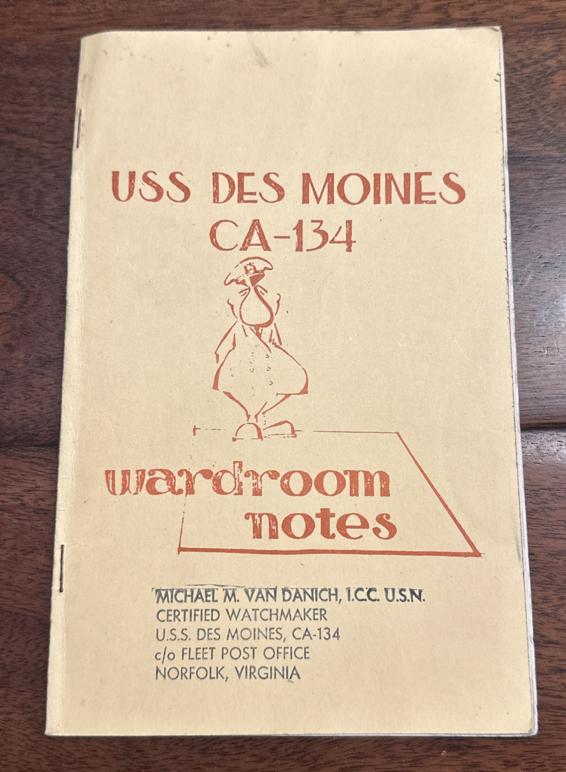 USS Des Moines CA-134 Wardroom Notes Mess Booklet Navy Ship