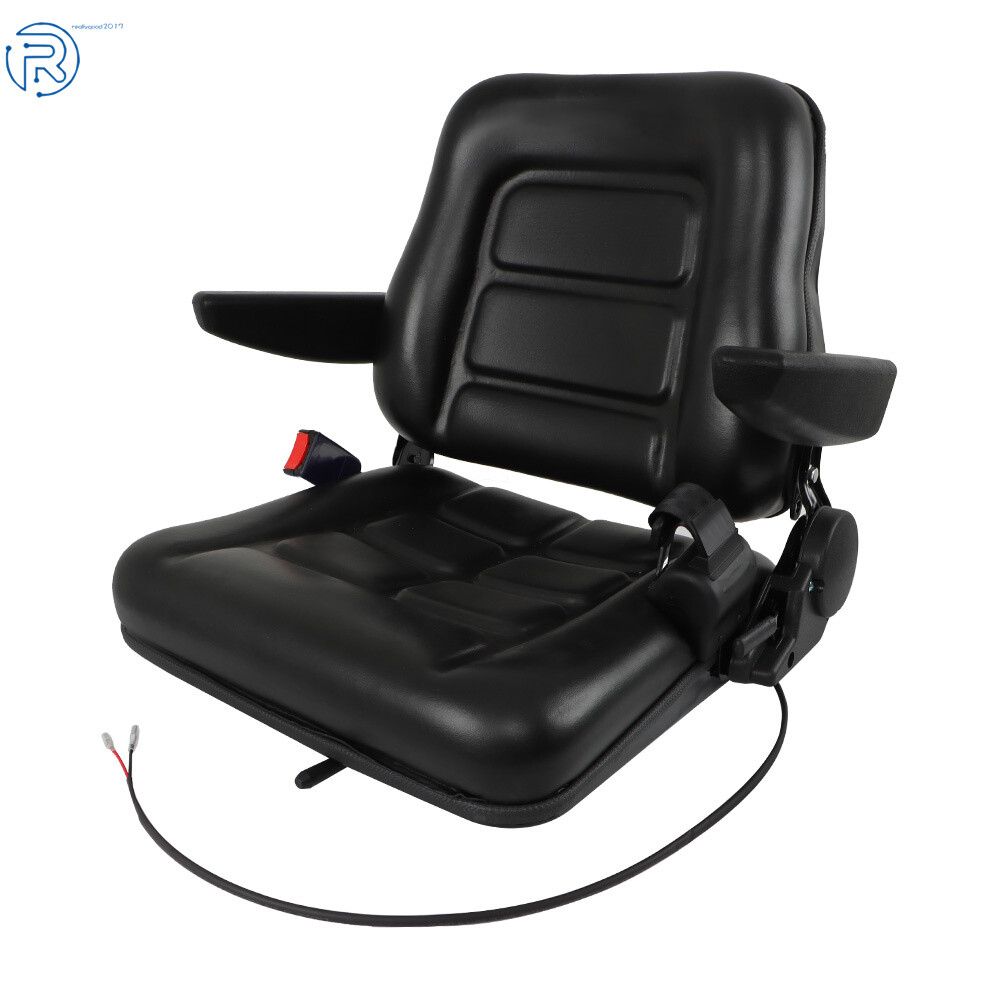 New Universal Tractor Seat Folding & Adjustable Forklift Seat w Seat Switch Belt