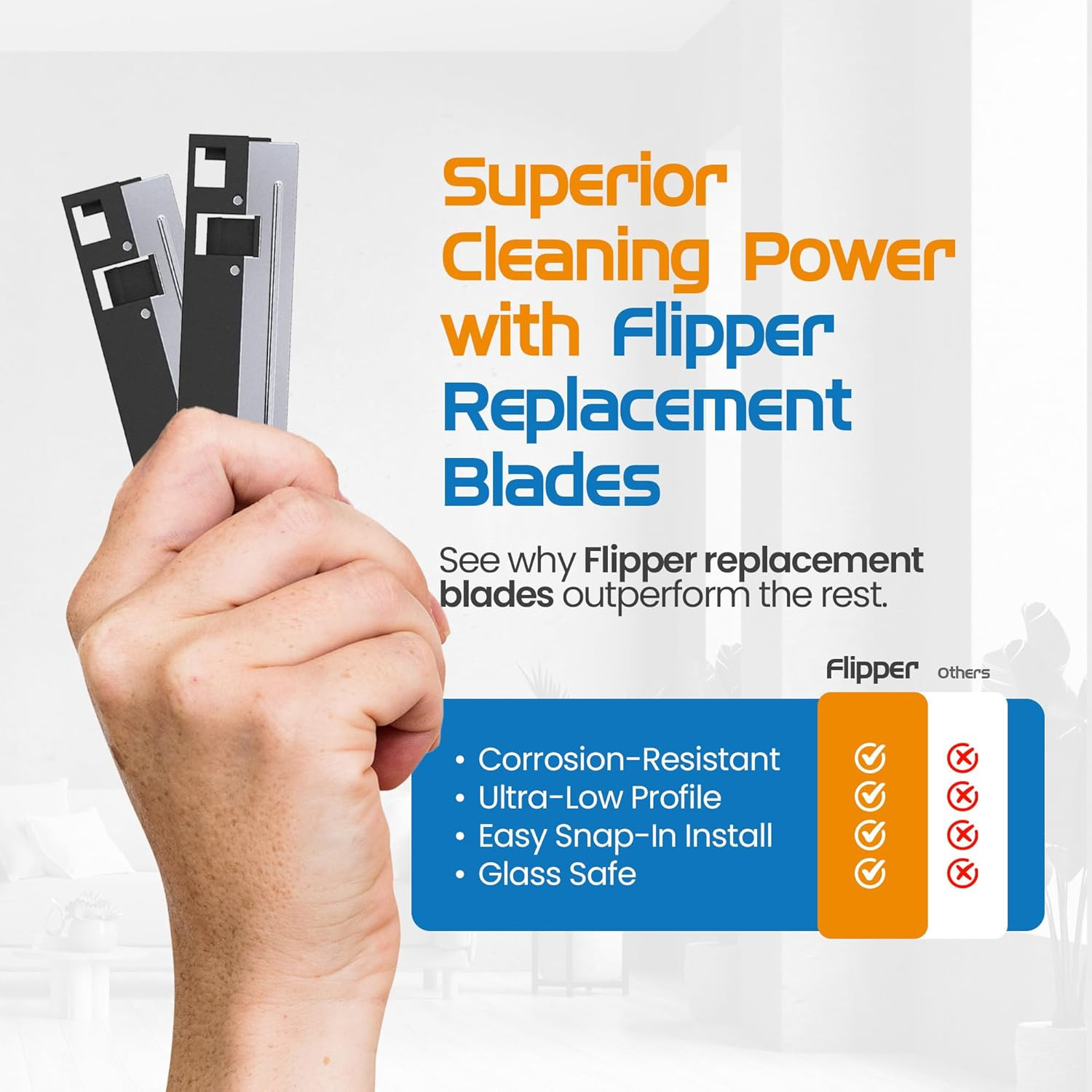 Flipper Standard Aquarium Algae Remover for Fish Tank Cleaner Replacement Blades