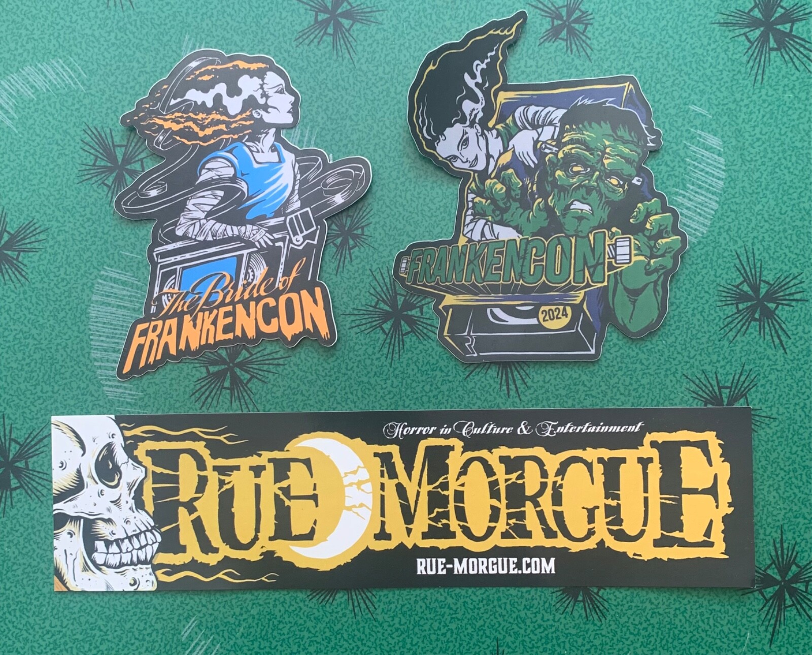 FRANKENCON HORROR CONVENTION LOT OF 3 STICKERS! RUE MORGUE MAGAZINE