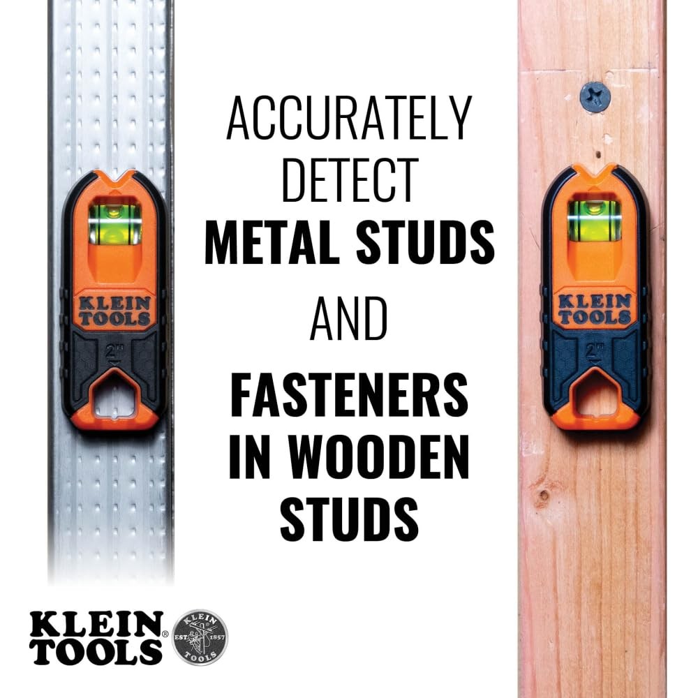 Klein Tools MSF100 Magnetic Stud Finder and Level, Compact, Single, Orange